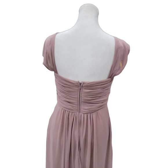 Birdy‎ Grey Ruched Chiffon Sweetheart Neck Bridesmaid Formal Dress Small Mauve - Picture 8 of 11